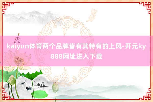 kaiyun体育两个品牌皆有其特有的上风-开元ky888网址进入下载