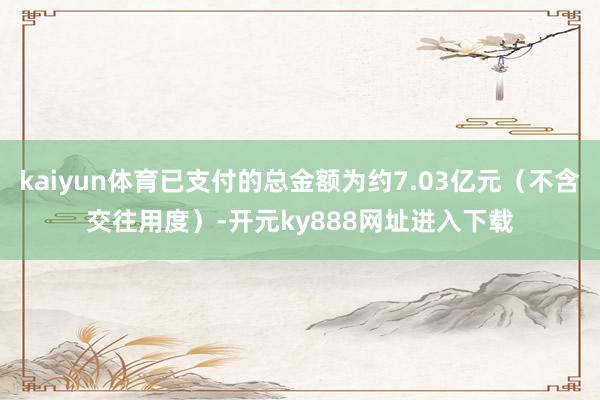kaiyun体育已支付的总金额为约7.03亿元（不含交往用度）-开元ky888网址进入下载