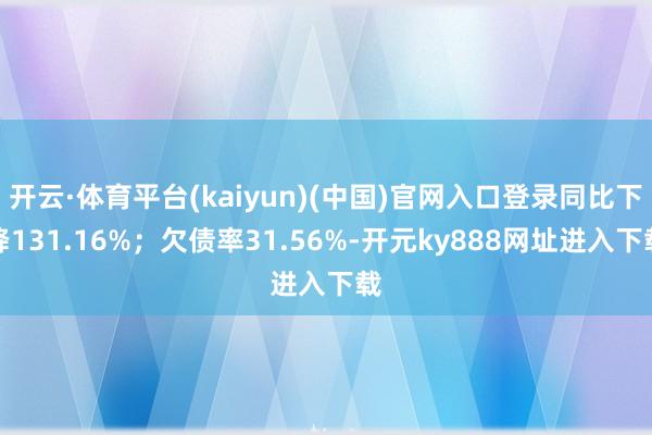 开云·体育平台(kaiyun)(中国)官网入口登录同比下降131.16%；欠债率31.56%-开元ky888网址进入下载