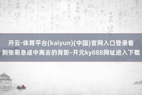 开云·体育平台(kaiyun)(中国)官网入口登录看到张哥急遽中离去的背影-开元ky888网址进入下载