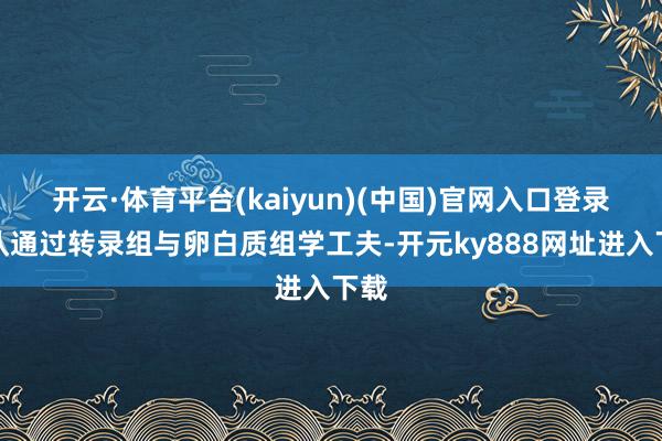 开云·体育平台(kaiyun)(中国)官网入口登录团队通过转录组与卵白质组学工夫-开元ky888网址进入下载